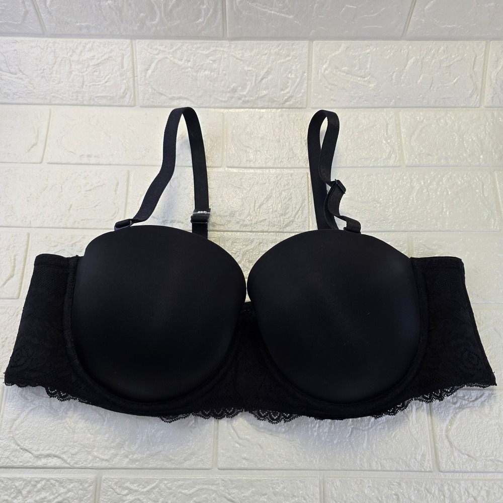 Torrid Curve Multi-Way‎ Strapless Bra Women 44B Black Lace Convertible Underwire